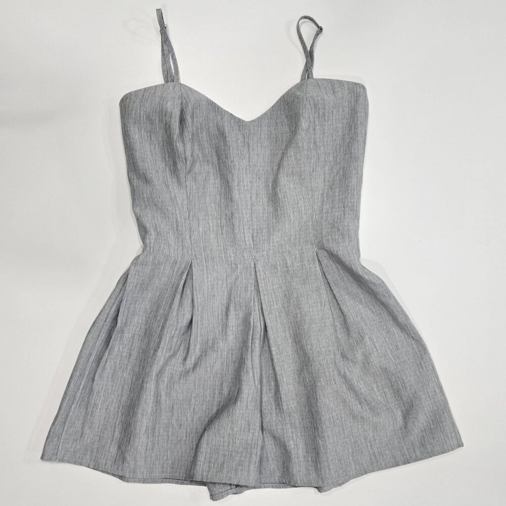 Romeo + Juliet Couture ✦ Gray Striped Sweetheart Romper ✦ Pleated Cotton Blend M - Picture 5 of 11